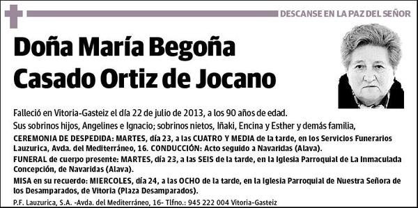 CASADO ORTIZ DE JOCANO,MARIA BEGOÑA