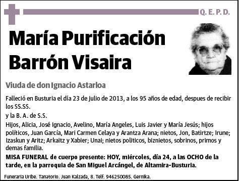 BARRON VISAIRA,MARIA PURIFICACION