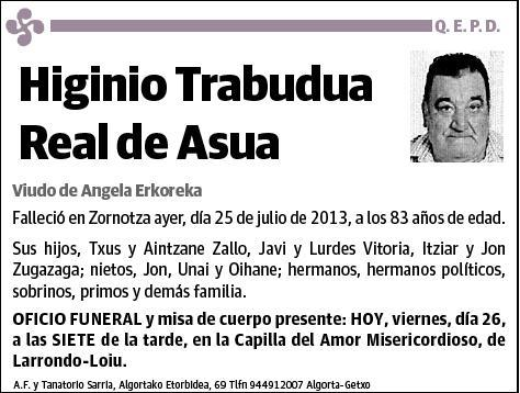 TRABUDUA REAL DE ASUA,HIGINIO