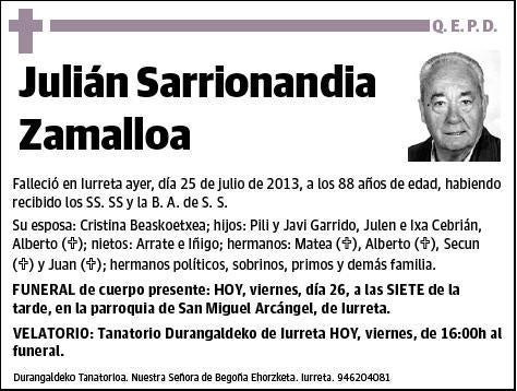 SARRIONANDIA ZAMALLOA,JULIAN