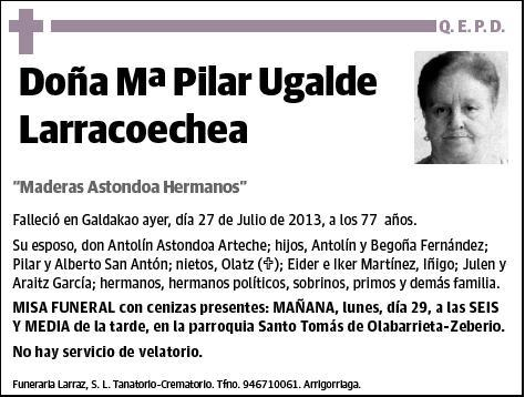 UGALDE LARRACOECHEA,Mª PILAR