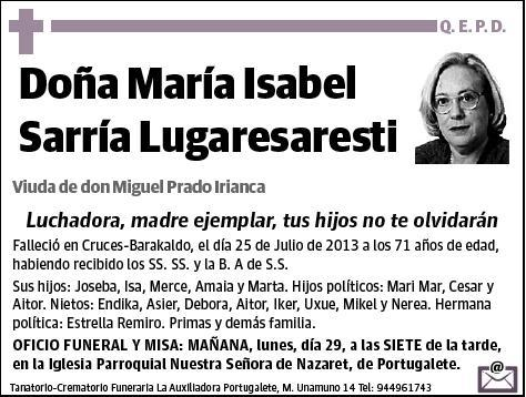 SARRIA LUGARESARESTI,MARIA ISABEL