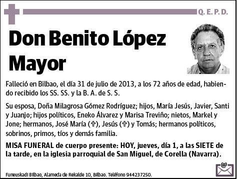 LOPEZ MAYOR,BENITO