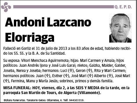 LAZCANO ELORRIAGA,ANDONI