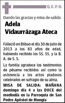 VIDAURRAZAGA ATECA,ADELA