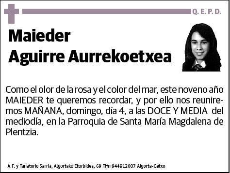 AGUIRRE AURREKOETXEA,MAIEDER