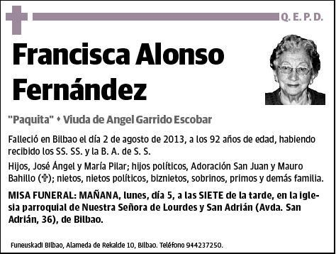 ALONSO FERNANDEZ,FRANCISCA