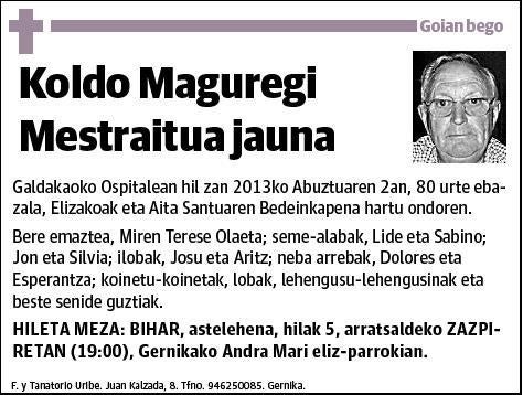 MAGUREGI MESTRAITUA,KOLDO