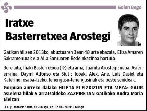 BASTERRETXEA AROSTEGI,IRATXE