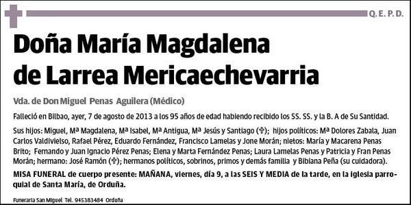 DE LARREA MERICAECHEVARRIA,MARIA MAGDALENA