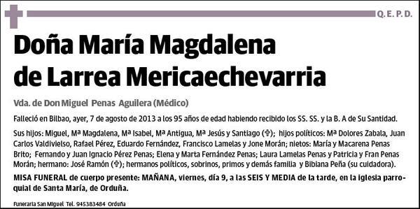 DE LARREA MERICAECHEVARRIA,MARIA MAGDALENA