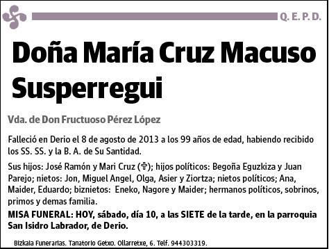 MACUSO SUSPERREGUI,MARIA CRUZ