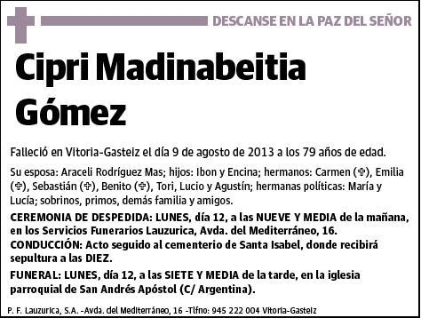 MADINABEITIA GOMEZ,CIPRI