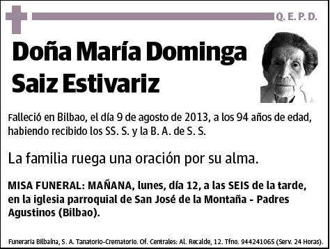 SAIZ ESTIVARIZ,MARIA DOMINGA