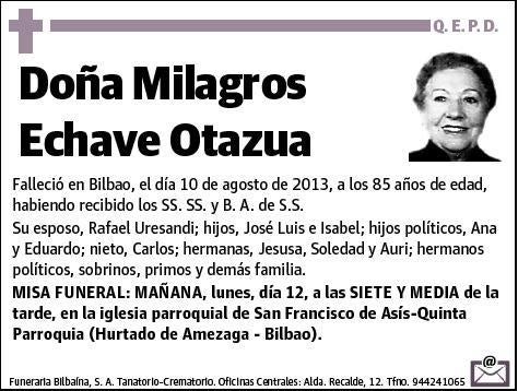 ECHAVE OTAZUA,MILAGROS