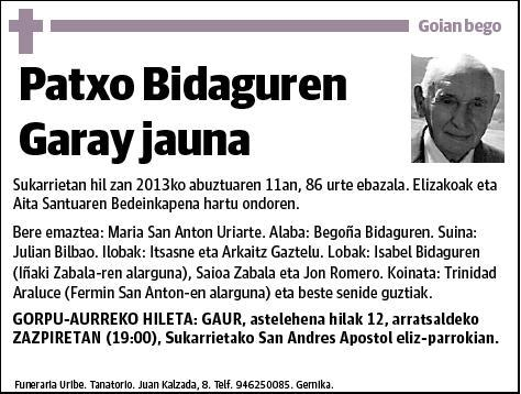 BIDAGUREN GARAY,PATXO