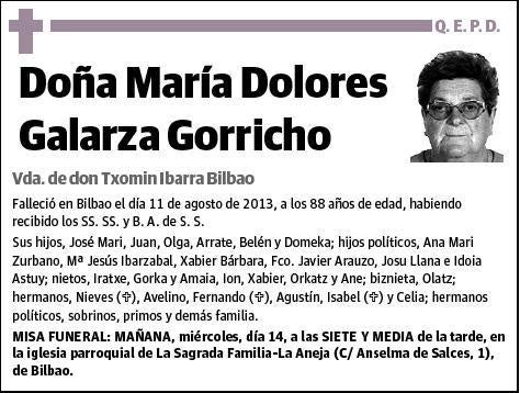 GALARZA GORRICHO,MARIA DOLORES