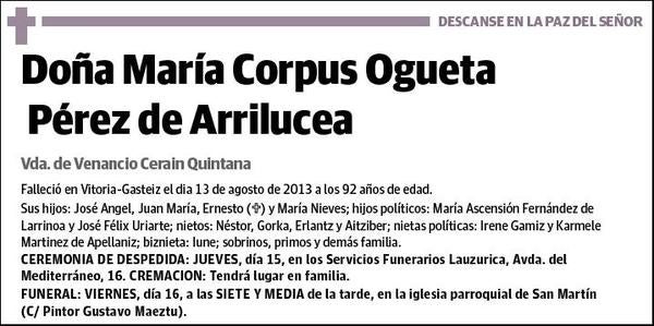 OGUETA PEREZ DE ARRILUCEA,MARIA CORPUS