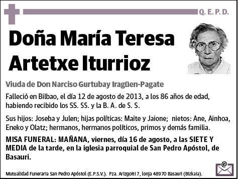 ARTETXE ITURRIOZ,MARIA TERESA