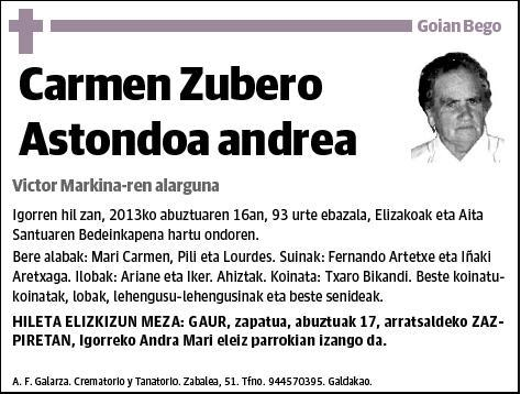 ZUBERO ASTONDOA,CARMEN