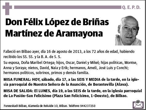 LOPEZ DE BRIÑAS MARTINEZ DE ARAMAYONA,FELIX