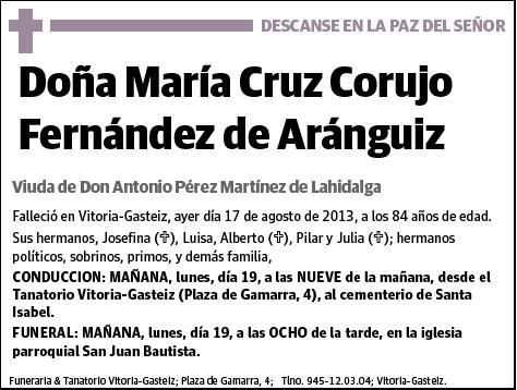 CORUJO FERNANDEZ DE ARANGUIZ,MARIA CRUZ