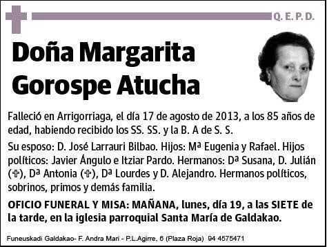 GOROSPE ATUCHA,MARGARITA