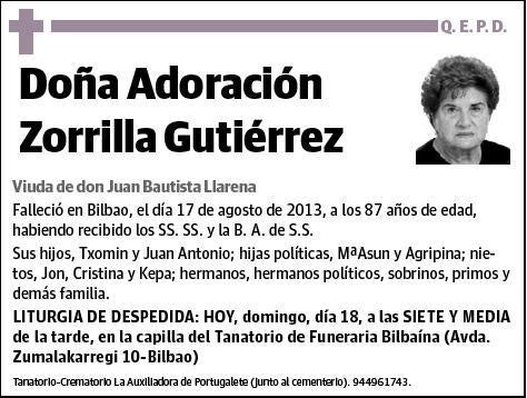 ZORRILLA GUTIERREZ,ADORACION