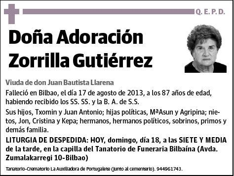 ZORRILLA GUTIERREZ,ADORACION