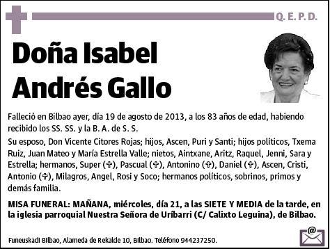 ANDRES GALLO,ISABEL