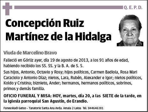 RUIZ MARTINEZ DE LA HIDALGA,CONCEPCION