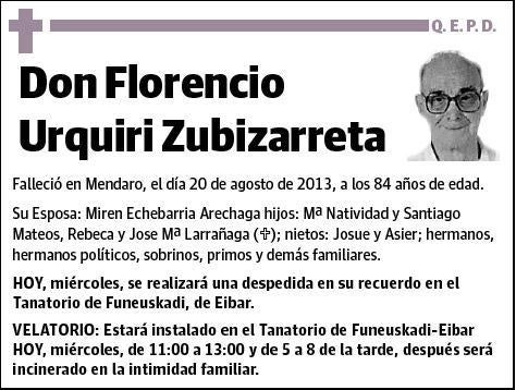 URQUIRI ZUBIZARRETA,FLORENCIO