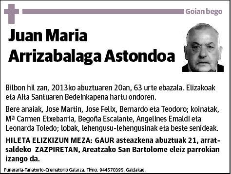 ARRIZABALAGA ASTONDOA,JUAN MARIA