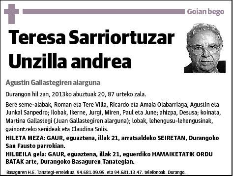 SARRIORTUZAR UNZILLA,TERESA