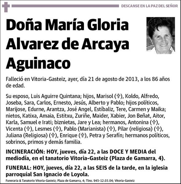 ALVAREZ DE ARCAYA AGUINACO,MARIA GLORIA