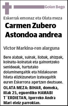 ZUBERO ASTONDOA,CARMEN