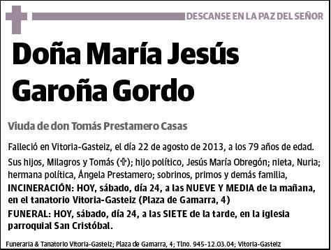 GAROÑA GORDO,MARIA JESUS