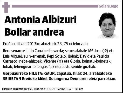 ALBIZURI BOLLAR,ANTONIA