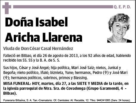 ARICHA LLARENA,ISABEL