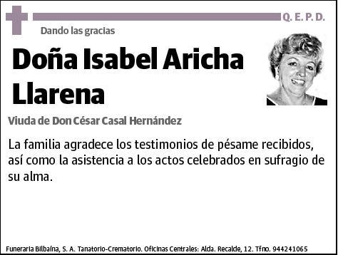 ARICHA LLARENA,ISABEL