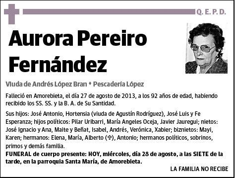 PEREIRO FERNANDEZ,AURORA