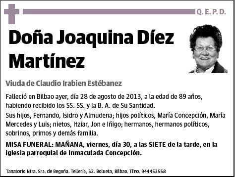 DIEZ MARTINEZ,JOAQUINA