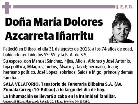 AZCARRETA IÑARRITU,MARIA DOLORES