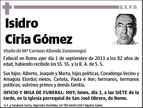 CIRIA GOMEZ,ISIDRO