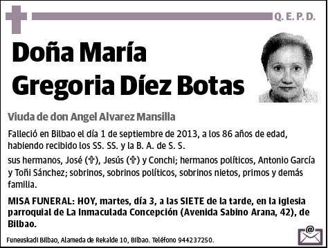 DIEZ BOTAS,MARIA GREGORIA