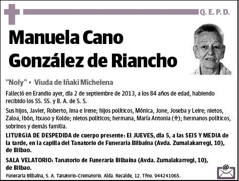 CANO GONZALEZ DE RIANCHO,MANUELA