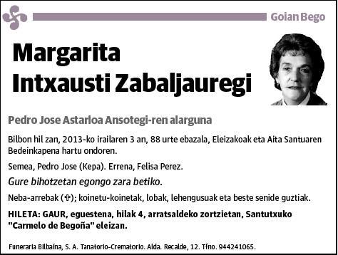 INTXAUSTI ZABALJAUREGI,MARGARITA