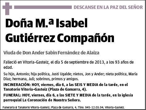 GUTIERREZ COMPAÑON,Mª ISABEL