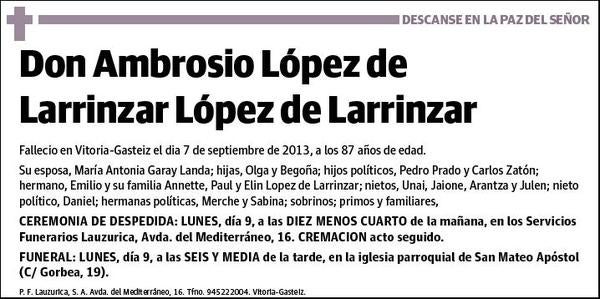 LOPEZ DE LARRAINZAR LOPEZ DE LARRAINZAR,AMBROSIO