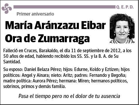 EIBAR ORA DE ZUMARRAGA,MARIA ARANZAZU